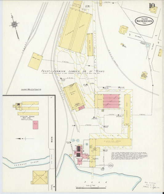 Sanborn Fire Insurance Map from Nacogdoches, Nacogdoches County, Texas (1912), Sheet #0010 - Historic Sanborn Fire Insurance Map Print, vintage old map wall art, antique decor, genealogy gift, Texas Texas map