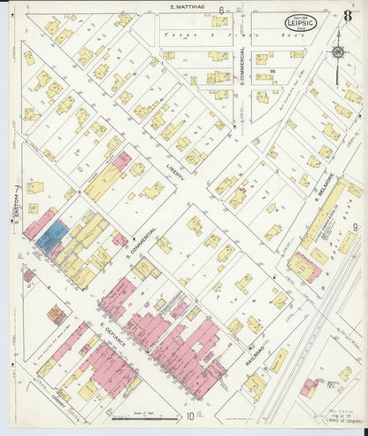 Sanborn Fire Insurance Map from Leipsic, Putnam County, Ohio (1916), Sheet #0008 - Complete Map Set gallery image, historic Sanborn map, vintage wall art, Ohio Ohio