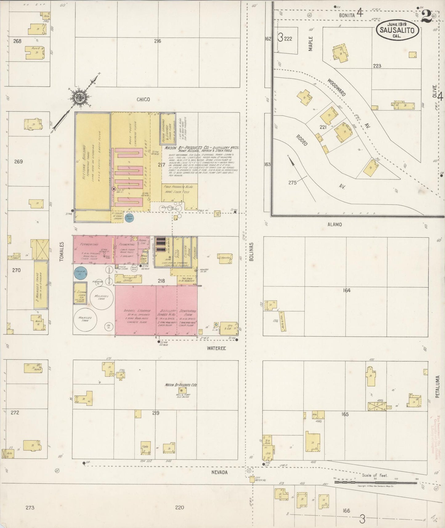 Sanborn Fire Insurance Map from Sausalito, Marin County, California (1919), Sheet #0002 - Complete Map Set gallery image, historic Sanborn map, vintage wall art, California California