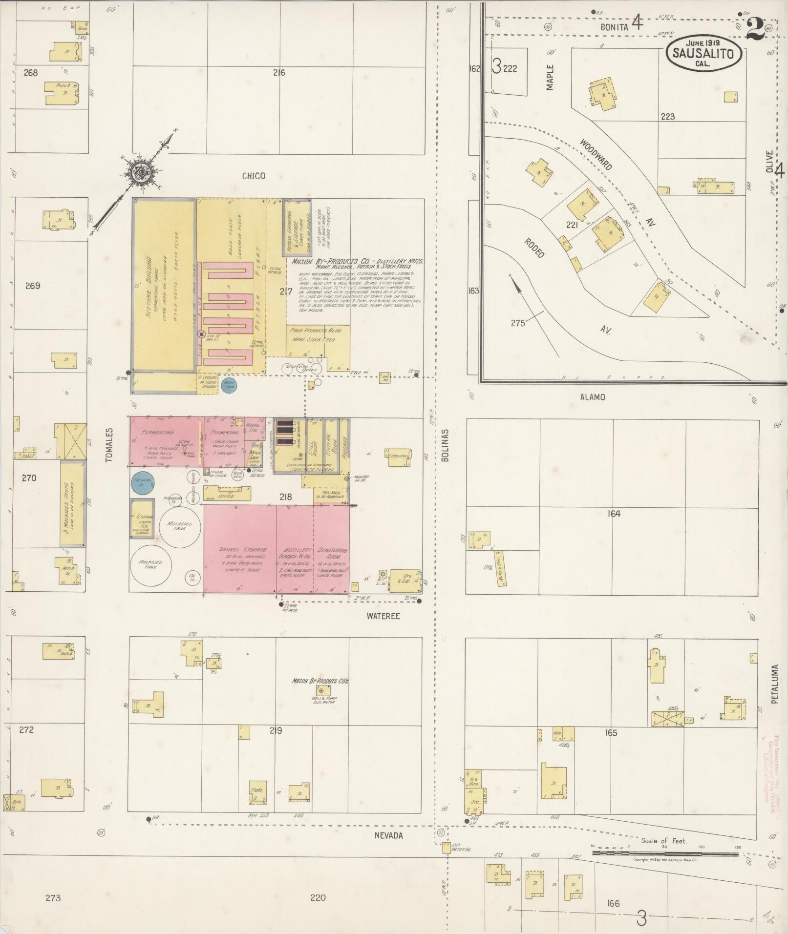 Sanborn Fire Insurance Map from Sausalito, Marin County, California (1919), Sheet #0002 - Complete Map Set gallery image, historic Sanborn map, vintage wall art, California California