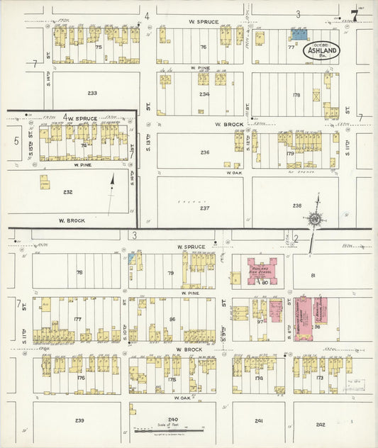 Sanborn Fire Insurance Map from Ashland, Schuylkill County, Pennsylvania (1921), Sheet #0007 - Historic Sanborn Fire Insurance Map Print, vintage old map wall art, antique decor, genealogy gift, Pennsylvania Pennsylvania map