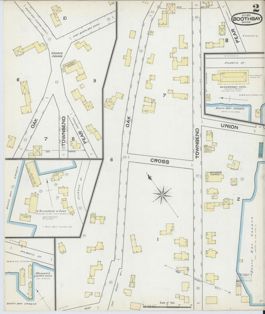 Sanborn Fire Insurance Map from Boothbay, Lincoln County, Maine (1891), Sheet #0002 - Historic Sanborn Fire Insurance Map Print, vintage old map wall art, antique decor, genealogy gift, Maine Maine map