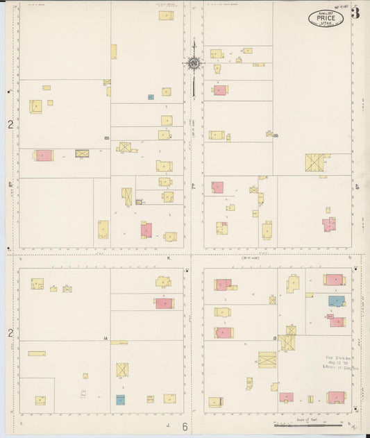 Sanborn Fire Insurance Map from Price, Carbon County, Utah (1917), Sheet #0003 - Historic Sanborn Fire Insurance Map Print, vintage old map wall art, antique decor, genealogy gift, Utah Utah map