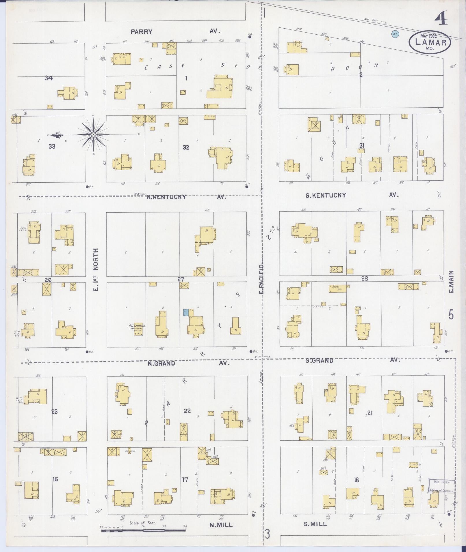 Sanborn Fire Insurance Map from Lamar, Barton County, Missouri (1902), Sheet #0004 - Historic Sanborn Fire Insurance Map Print, vintage old map wall art, antique decor, genealogy gift, Missouri Missouri map