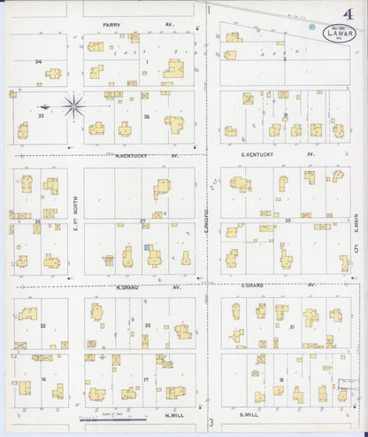 Sanborn Fire Insurance Map from Lamar, Barton County, Missouri (1902), Sheet #0004 - Historic Sanborn Fire Insurance Map Print, vintage old map wall art, antique decor, genealogy gift, Missouri Missouri map