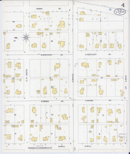 Sanborn Fire Insurance Map from Lamar, Barton County, Missouri (1902), Sheet #0004 - Historic Sanborn Fire Insurance Map Print, vintage old map wall art, antique decor, genealogy gift, Missouri Missouri map