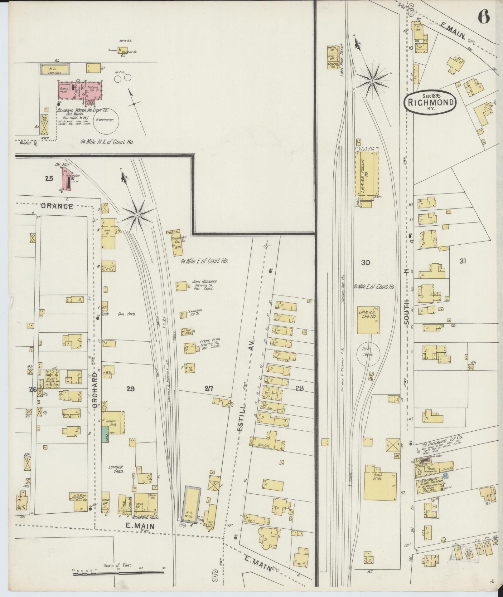Sanborn Fire Insurance Map from Richmond, Madison County, Kentucky (1895), Sheet #0006 - Complete Map Set gallery image, historic Sanborn map, vintage wall art, Kentucky Kentucky