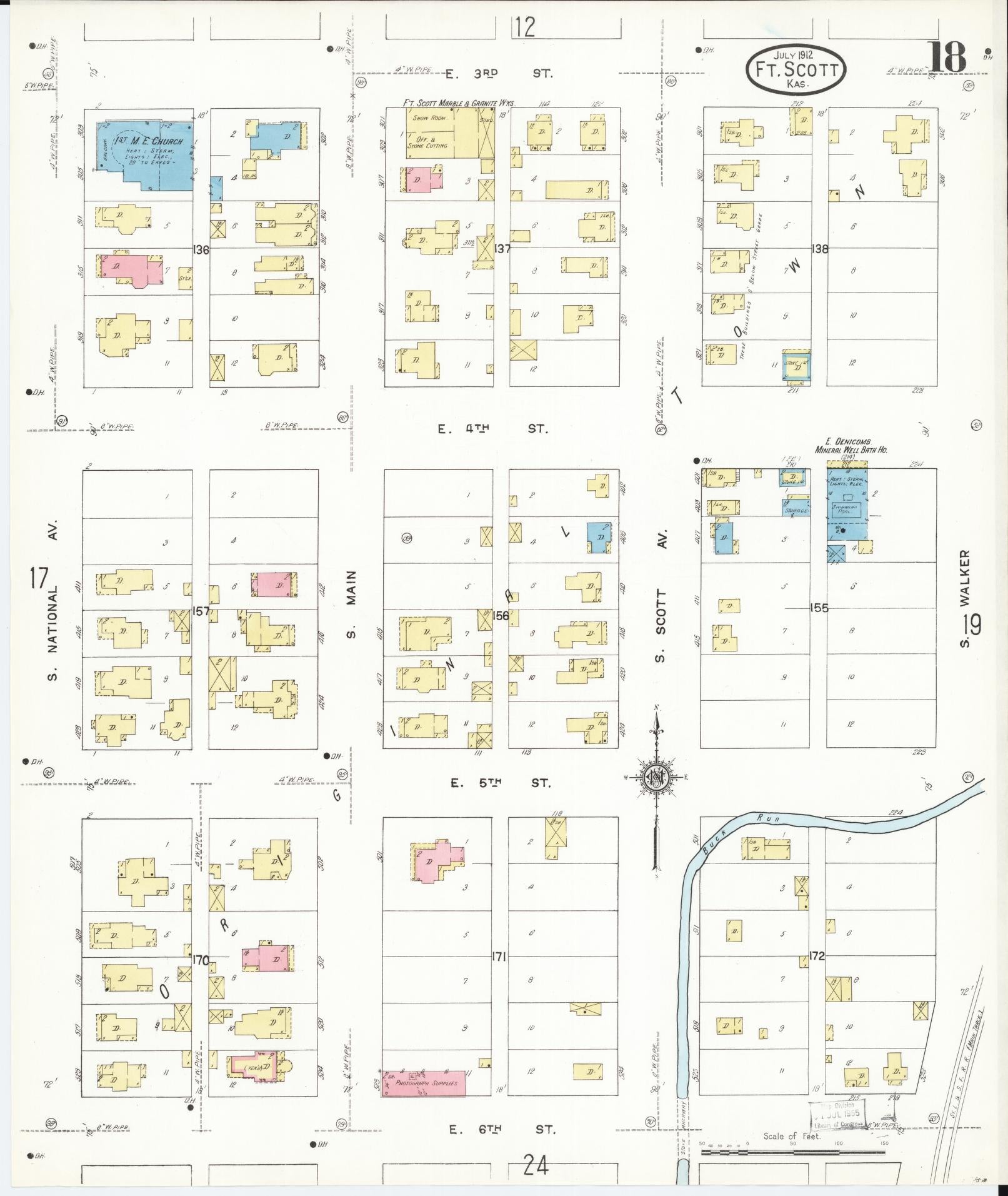 Sanborn Fire Insurance Map from Fort Scott, Bourbon County, Kansas (1912), Sheet #0018 - Complete Map Set gallery image, historic Sanborn map, vintage wall art, Kansas Kansas
