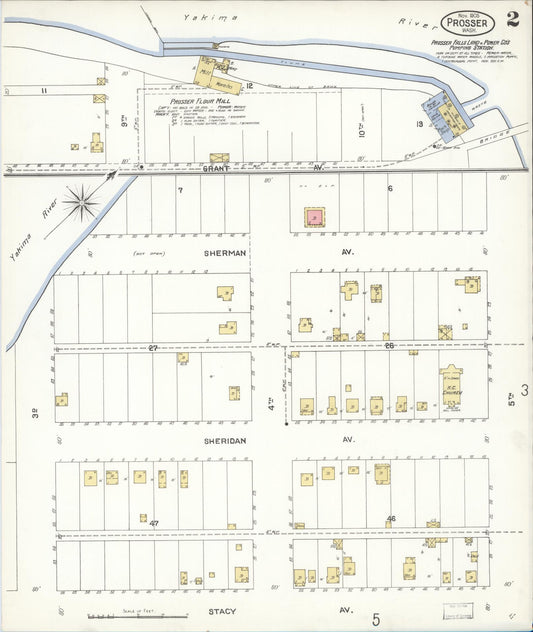 Sanborn Fire Insurance Map from Prosser, Benton County, Washington (1905), Sheet #0002 - Historic Sanborn Fire Insurance Map Print, vintage old map wall art, antique decor, genealogy gift, Washington Washington map