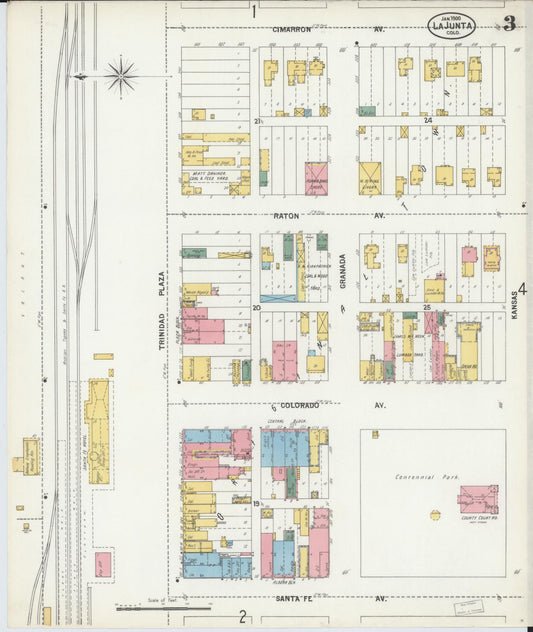 Sanborn Fire Insurance Map from La Junta, Otero County, Colorado (1900), Sheet #0003 - Historic Sanborn Fire Insurance Map Print, vintage old map wall art, antique decor, genealogy gift, Colorado Colorado map