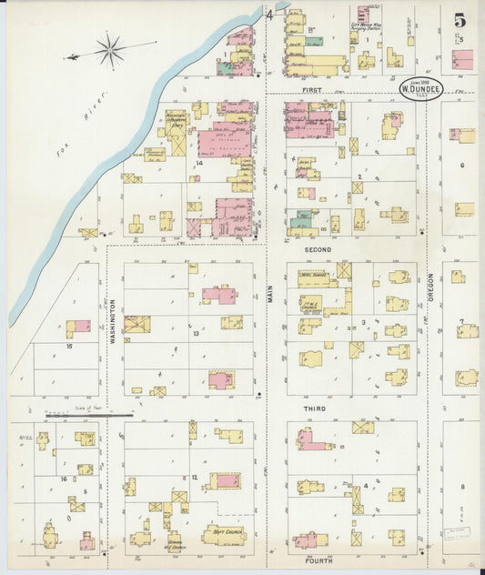 Sanborn Fire Insurance Map from Dundee, Kane County, Illinois (1898), Sheet #0005 - Historic Sanborn Fire Insurance Map Print, vintage old map wall art, antique decor, genealogy gift, Illinois Illinois map