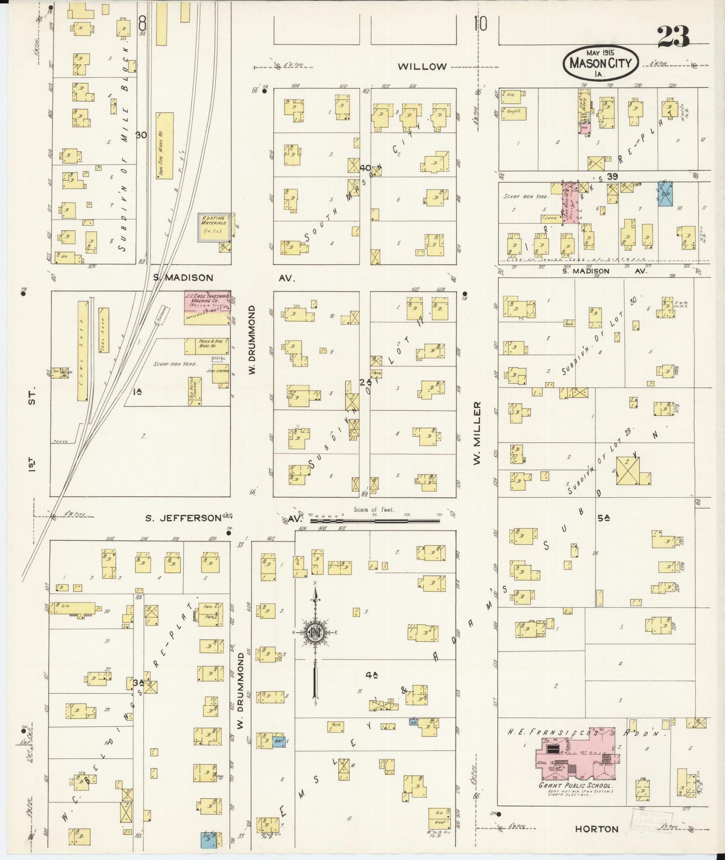 Sanborn Fire Insurance Map from Mason City, Cerro Gordo County, Iowa (1915), Sheet #0023 - Historic Sanborn Fire Insurance Map Print