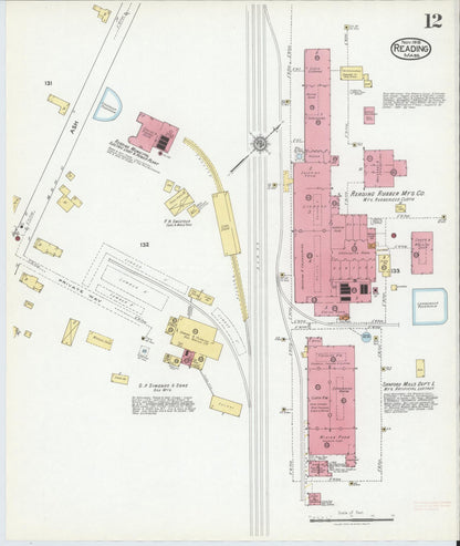 Sanborn Fire Insurance Map from Reading, Middlesex County, Massachusetts (1918), Sheet #0012 - Historic Sanborn Fire Insurance Map Print, vintage old map wall art, antique decor, genealogy gift, Massachusetts Massachusetts map