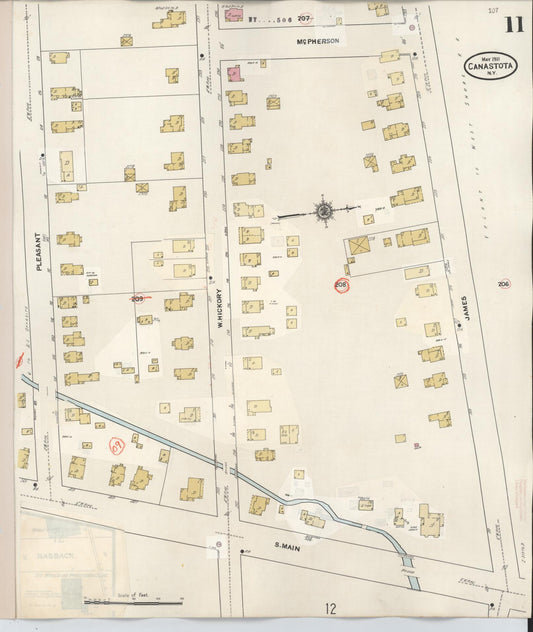 Sanborn Fire Insurance Map from Canastota, Madison County, New York (1959), Sheet #0011 - Historic Sanborn Fire Insurance Map Print, vintage old map wall art, antique decor, genealogy gift, New York New York map