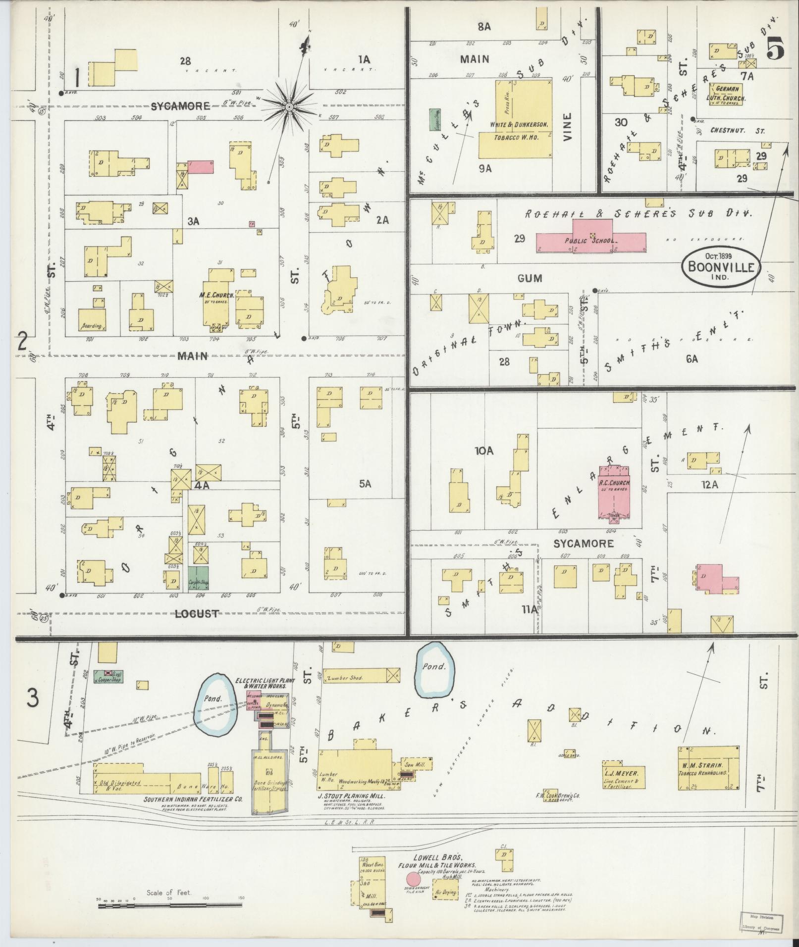 Sanborn Fire Insurance Map from Boonville, Warrick County, Indiana (1899), Sheet #0005 - Complete Map Set gallery image, historic Sanborn map, vintage wall art, Indiana Indiana