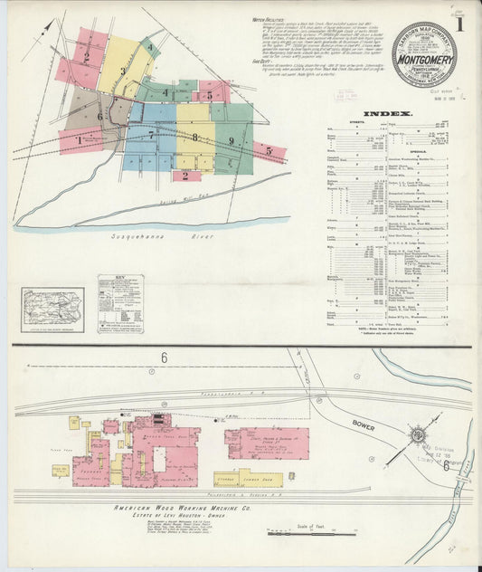 Sanborn Fire Insurance Map from Montgomery, Lycoming County, Pennsylvania (1912), Sheet #0001 - Complete Map Set gallery image, historic Sanborn map, vintage wall art, Pennsylvania Pennsylvania