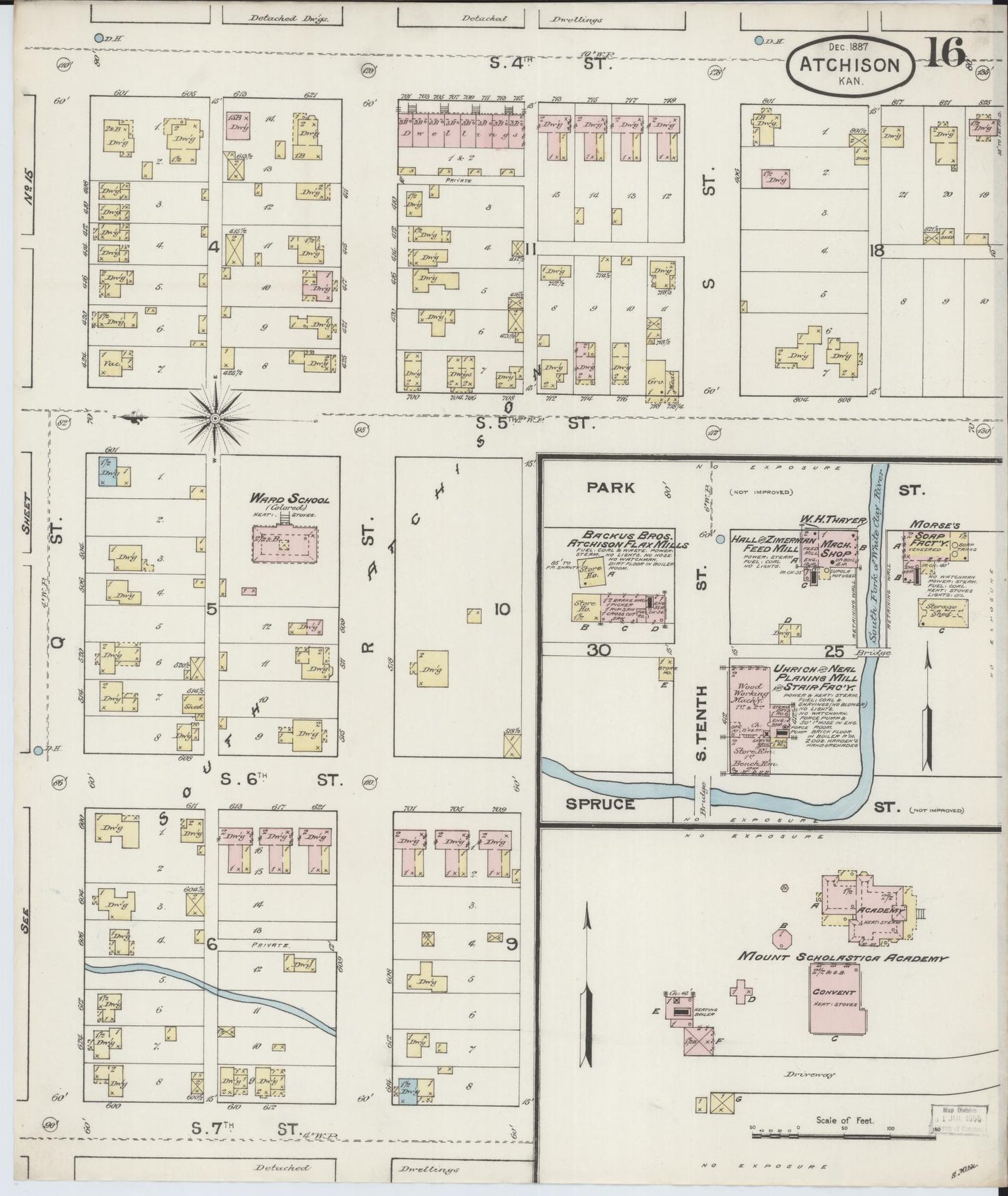 Sanborn Fire Insurance Map from Atchison, Atchison County, Kansas (1887), Sheet #0016 - Complete Map Set gallery image, historic Sanborn map, vintage wall art, Kansas Kansas