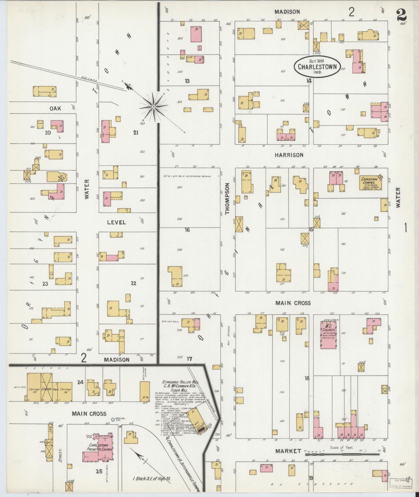 Sanborn Fire Insurance Map from Charlestown, Clark County, Indiana (1899), Sheet #0002 - Complete Map Set gallery image, historic Sanborn map, vintage wall art, Indiana Indiana