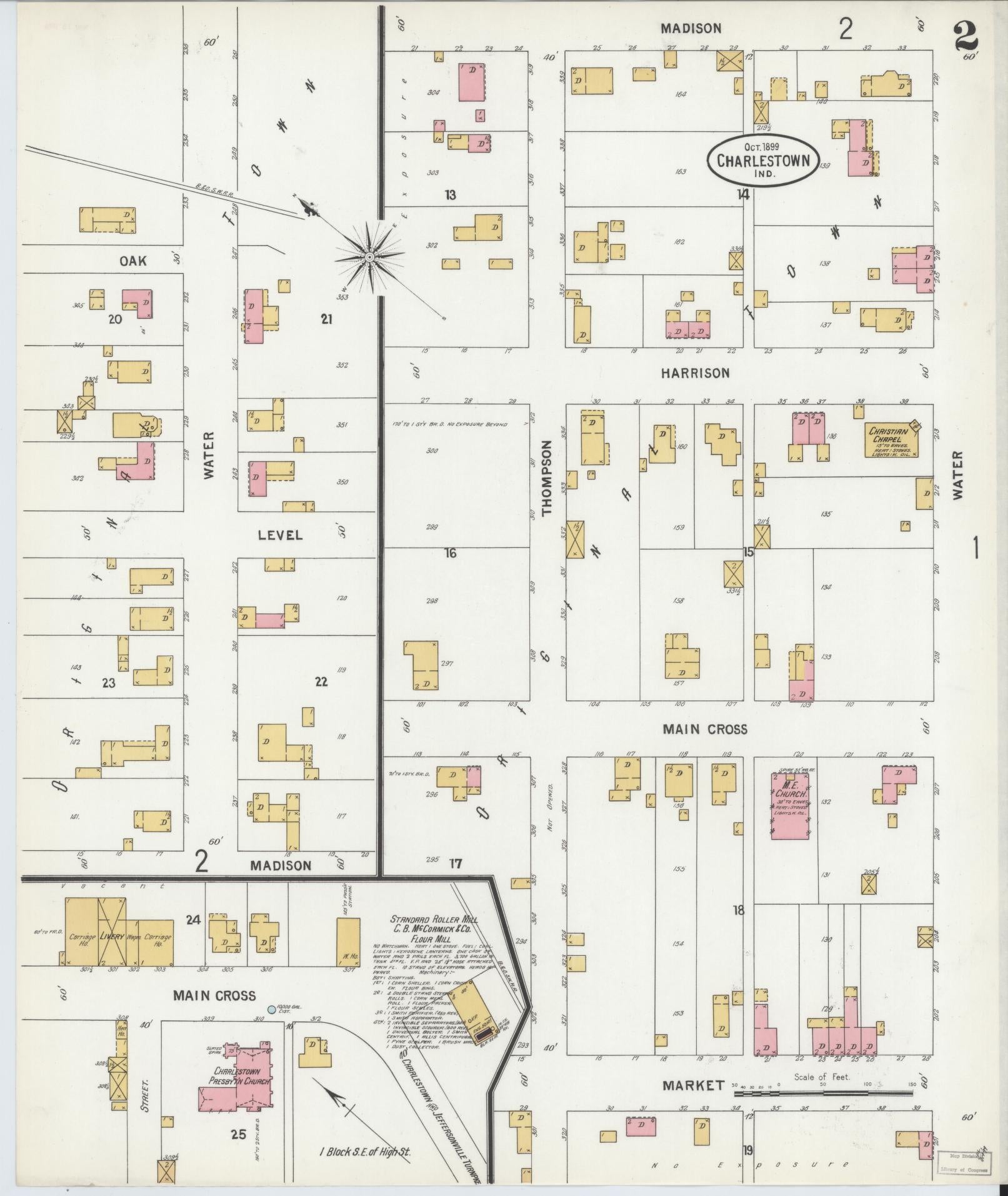 Sanborn Fire Insurance Map from Charlestown, Clark County, Indiana (1899), Sheet #0002 - Complete Map Set gallery image, historic Sanborn map, vintage wall art, Indiana Indiana