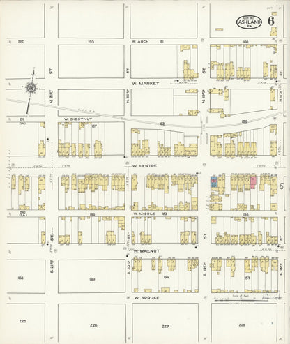Sanborn Fire Insurance Map from Ashland, Schuylkill County, Pennsylvania (1921), Sheet #0006 - Historic Sanborn Fire Insurance Map Print, vintage old map wall art, antique decor, genealogy gift, Pennsylvania Pennsylvania map