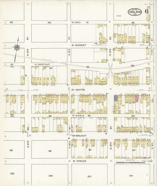 Sanborn Fire Insurance Map from Ashland, Schuylkill County, Pennsylvania (1921), Sheet #0006 - Historic Sanborn Fire Insurance Map Print, vintage old map wall art, antique decor, genealogy gift, Pennsylvania Pennsylvania map