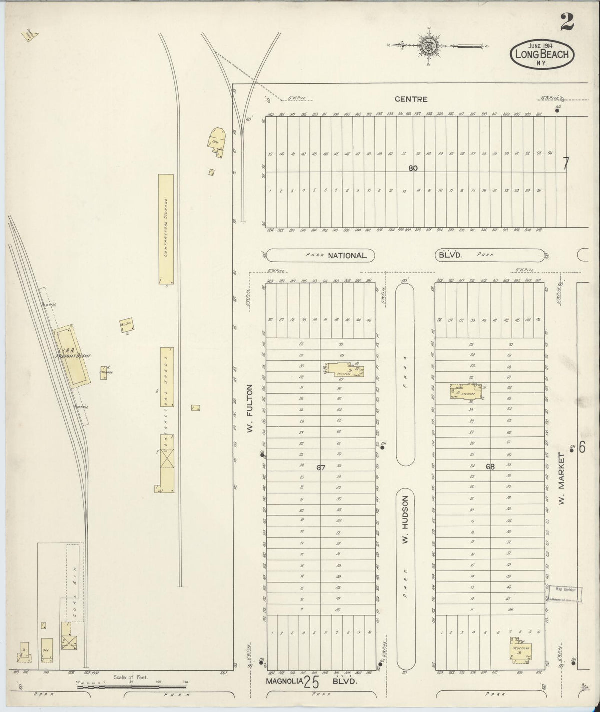 Sanborn Fire Insurance Map from Long Beach, Nassau County, New York (1914), Sheet #0002 - Complete Map Set gallery image, historic Sanborn map, vintage wall art, New York New York
