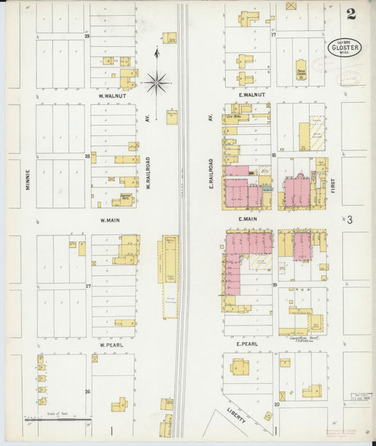 Sanborn Fire Insurance Map from Gloster, Amite County, Mississippi (1899), Sheet #0002 - Historic Sanborn Fire Insurance Map Print, vintage old map wall art, antique decor, genealogy gift, Mississippi Mississippi map