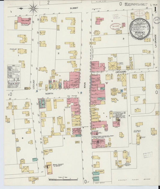 Sanborn Fire Insurance Map from Morenci, Lenawee County, Michigan (1899), Sheet #0001 - Complete Map Set gallery image, historic Sanborn map, vintage wall art, Michigan Michigan