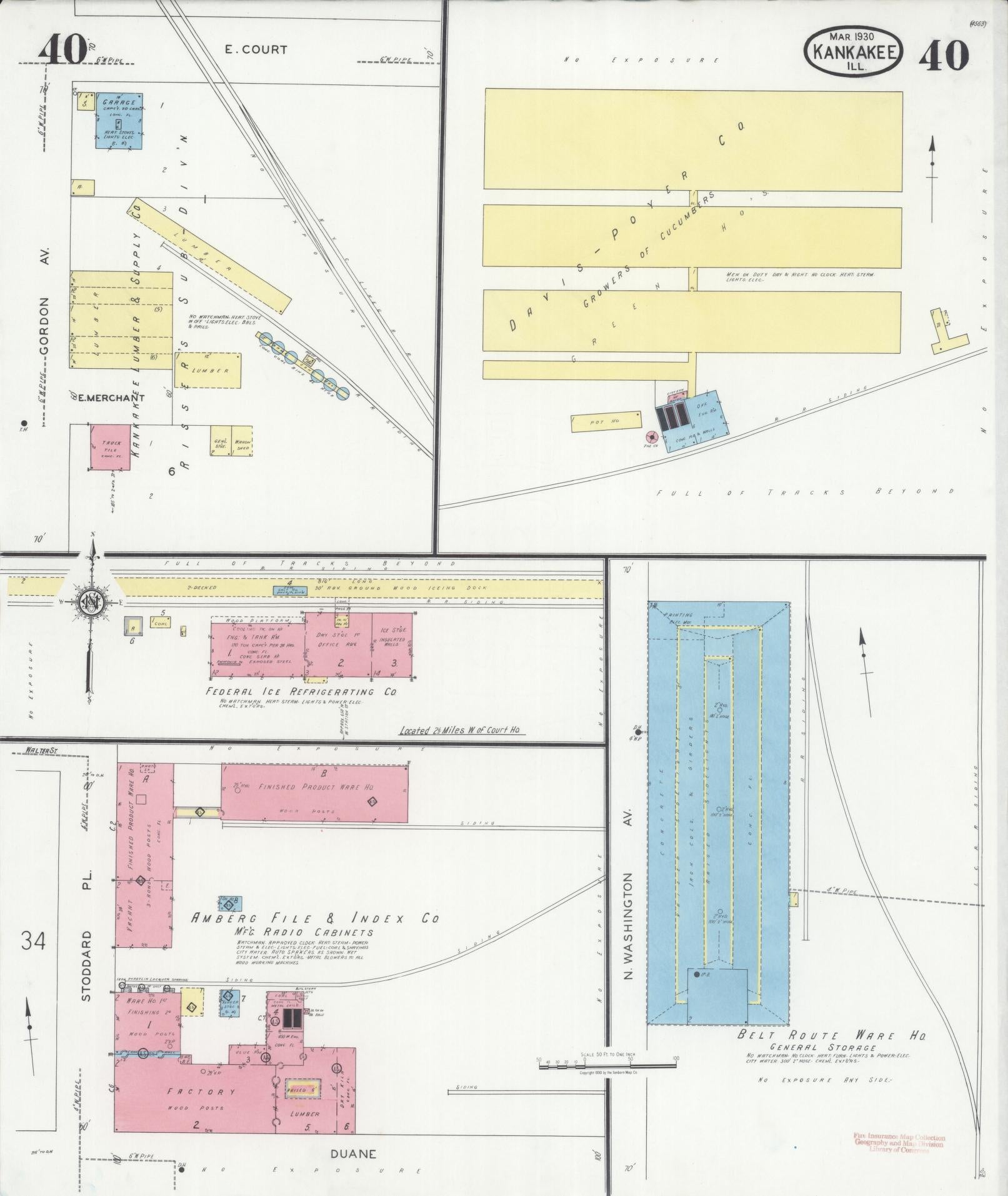 Sanborn Fire Insurance Map from Kankakee, Kankakee County, Illinois (1930), Sheet #0040 - Historic Sanborn Fire Insurance Map Print, vintage old map wall art, antique decor, genealogy gift, Illinois Illinois map