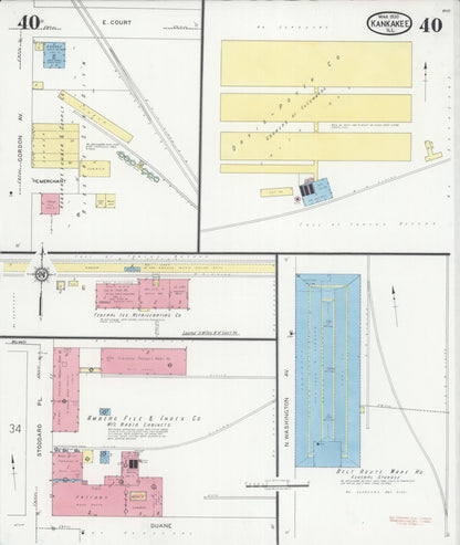 Sanborn Fire Insurance Map from Kankakee, Kankakee County, Illinois (1930), Sheet #0040 - Historic Sanborn Fire Insurance Map Print, vintage old map wall art, antique decor, genealogy gift, Illinois Illinois map