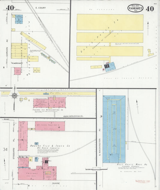 Sanborn Fire Insurance Map from Kankakee, Kankakee County, Illinois (1930), Sheet #0040 - Historic Sanborn Fire Insurance Map Print, vintage old map wall art, antique decor, genealogy gift, Illinois Illinois map