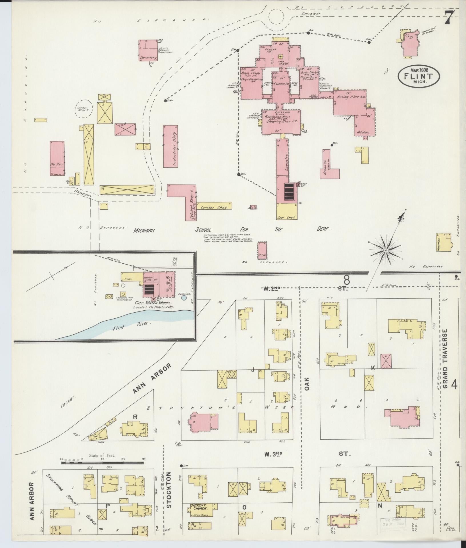 Sanborn Fire Insurance Map from Flint, Genesee County, Michigan (1898), Sheet #0007 - Complete Map Set gallery image, historic Sanborn map, vintage wall art, Michigan Michigan