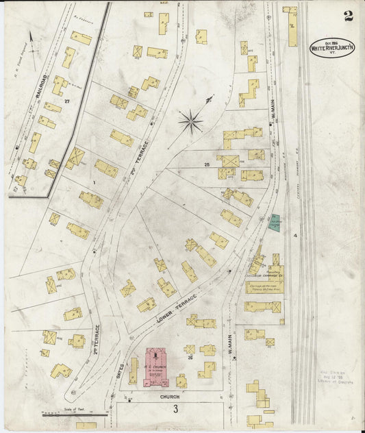 Sanborn Fire Insurance Map from White River Junction, Windsor County, Vermont (1906), Sheet #0002 - Historic Sanborn Fire Insurance Map Print, vintage old map wall art, antique decor, genealogy gift, Vermont Vermont map