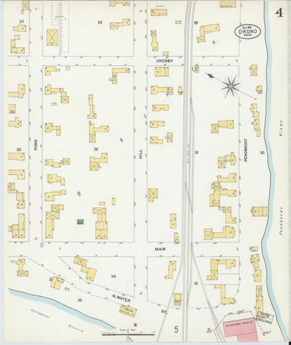 Sanborn Fire Insurance Map from Orono, Penobscot County, Maine (1901), Sheet #0004 - Complete Map Set gallery image, historic Sanborn map, vintage wall art, Maine Maine