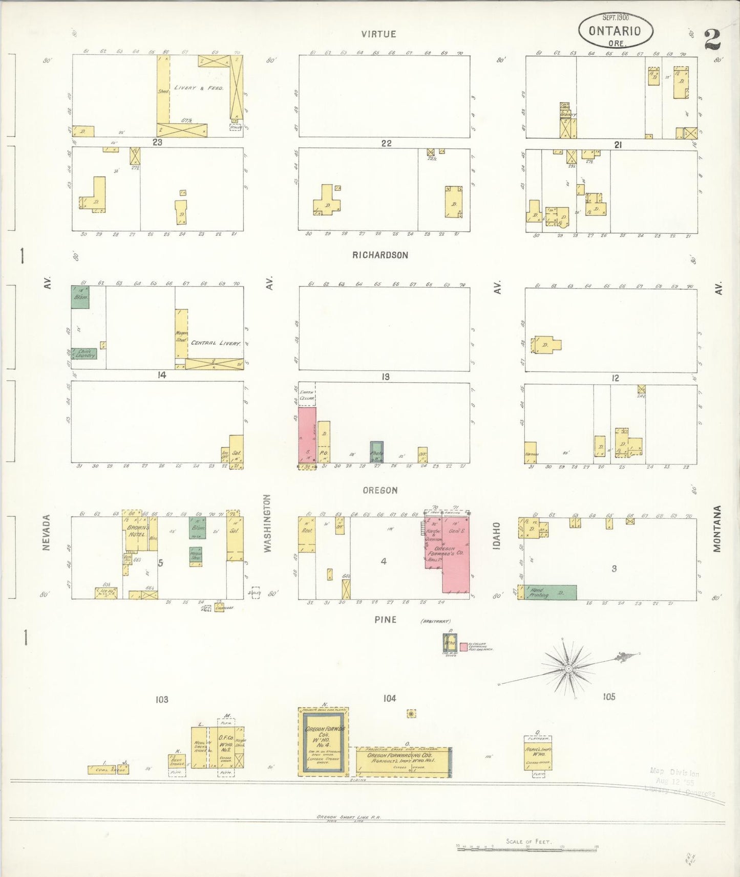 Sanborn Fire Insurance Map from Ontario, Malheur County, Oregon (1900), Sheet #0002 - Complete Map Set gallery image, historic Sanborn map, vintage wall art, Oregon Oregon
