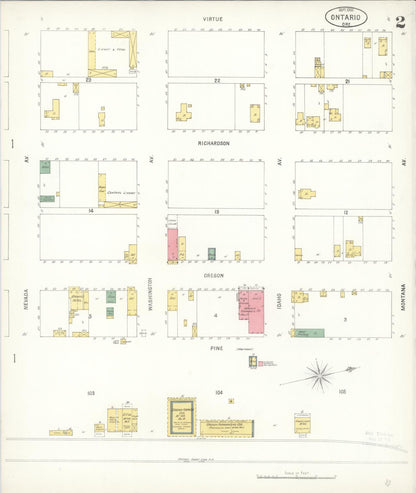 Sanborn Fire Insurance Map from Ontario, Malheur County, Oregon (1900), Sheet #0002 - Complete Map Set gallery image, historic Sanborn map, vintage wall art, Oregon Oregon