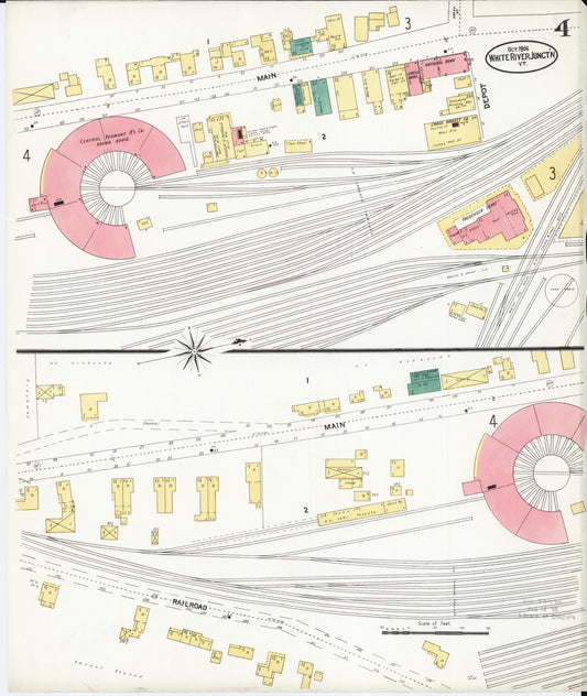 Sanborn Fire Insurance Map from White River Junction, Windsor County, Vermont (1906), Sheet #0004 - Historic Sanborn Fire Insurance Map Print, vintage old map wall art, antique decor, genealogy gift, Vermont Vermont map