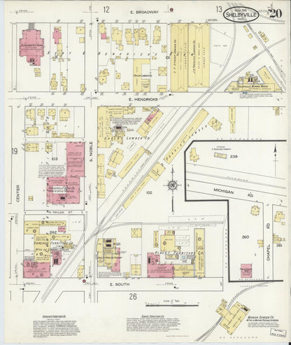 Sanborn Fire Insurance Map from Shelbyville, Shelby County, Indiana (1916), Sheet #0020 - Complete Map Set gallery image, historic Sanborn map, vintage wall art, Indiana Indiana
