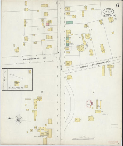 Sanborn Fire Insurance Map from Islip, Suffolk County, New York (1897), Sheet #0006 - Historic Sanborn Fire Insurance Map Print, vintage old map wall art, antique decor, genealogy gift, New York New York map