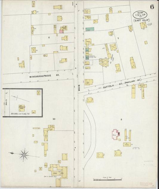 Sanborn Fire Insurance Map from Islip, Suffolk County, New York (1897), Sheet #0006 - Historic Sanborn Fire Insurance Map Print, vintage old map wall art, antique decor, genealogy gift, New York New York map