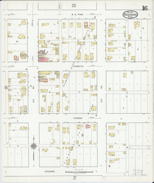 Sanborn Fire Insurance Map from Brainerd, Crow Wing County, Minnesota (1917), Sheet #0016 - Historic Sanborn Fire Insurance Map Print, vintage old map wall art, antique decor, genealogy gift, Minnesota Minnesota map