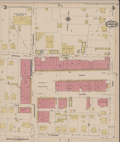 Sanborn Fire Insurance Map from Commerce, Hunt County, Texas (1922), Sheet #0003 - Historic Sanborn Fire Insurance Map Print, vintage old map wall art, antique decor, genealogy gift, Texas Texas map