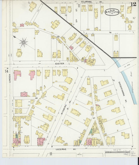 Sanborn Fire Insurance Map from Pittston, Luzerne County, Pennsylvania (1896), Sheet #0012 - Historic Sanborn Fire Insurance Map Print, vintage old map wall art, antique decor, genealogy gift, Pennsylvania Pennsylvania map