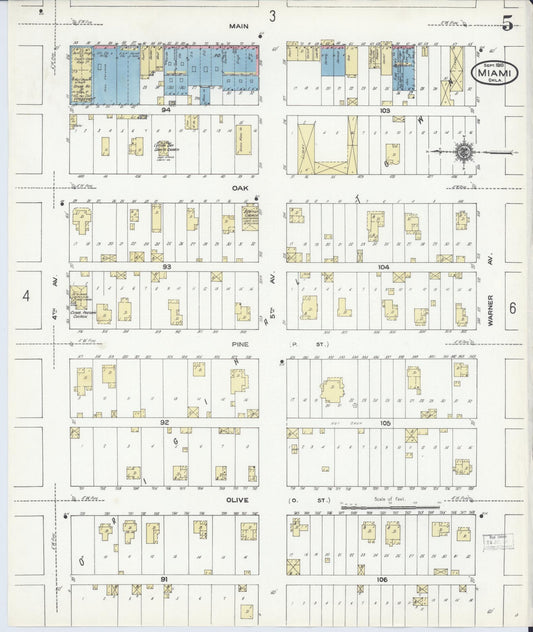 Sanborn Fire Insurance Map from Miami, Ottawa County, Oklahoma (1910), Sheet #0005 - Historic Sanborn Fire Insurance Map Print, vintage old map wall art, antique decor, genealogy gift, Oklahoma Oklahoma map