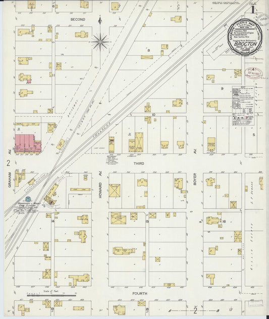 Sanborn Fire Insurance Map from Brockton, Edgar County, Illinois (1899), Sheet #0001 - Historic Sanborn Fire Insurance Map Print, vintage old map wall art, antique decor, genealogy gift, Illinois Illinois map