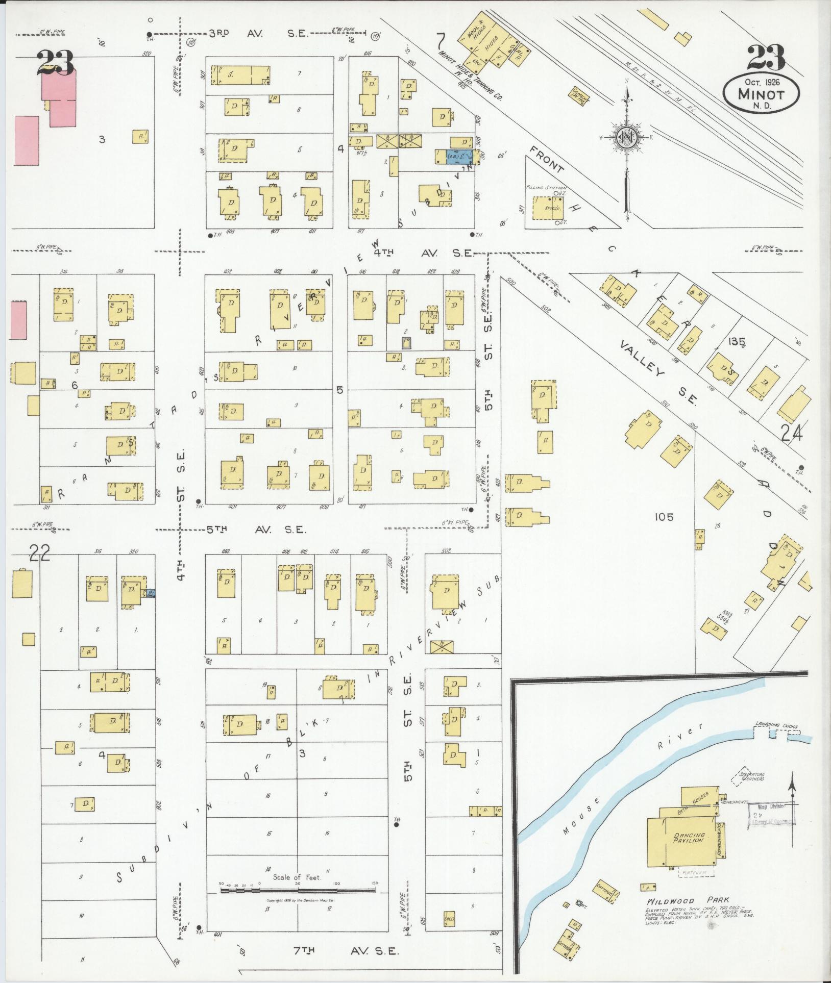 Sanborn Fire Insurance Map from Minot, Ward County, North Dakota (1926), Sheet #0023 - Complete Map Set gallery image, historic Sanborn map, vintage wall art, North Dakota North Dakota