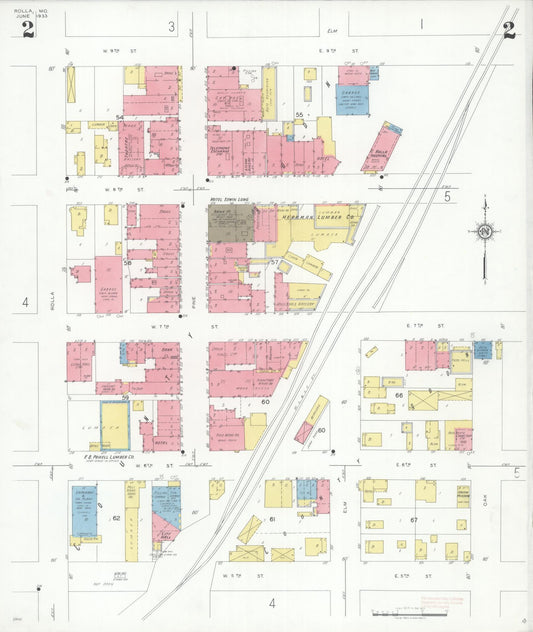 Sanborn Fire Insurance Map from Rolla, Phelps County, Missouri (1933), Sheet #0002 - Historic Sanborn Fire Insurance Map Print, vintage old map wall art, antique decor, genealogy gift, Missouri Missouri map
