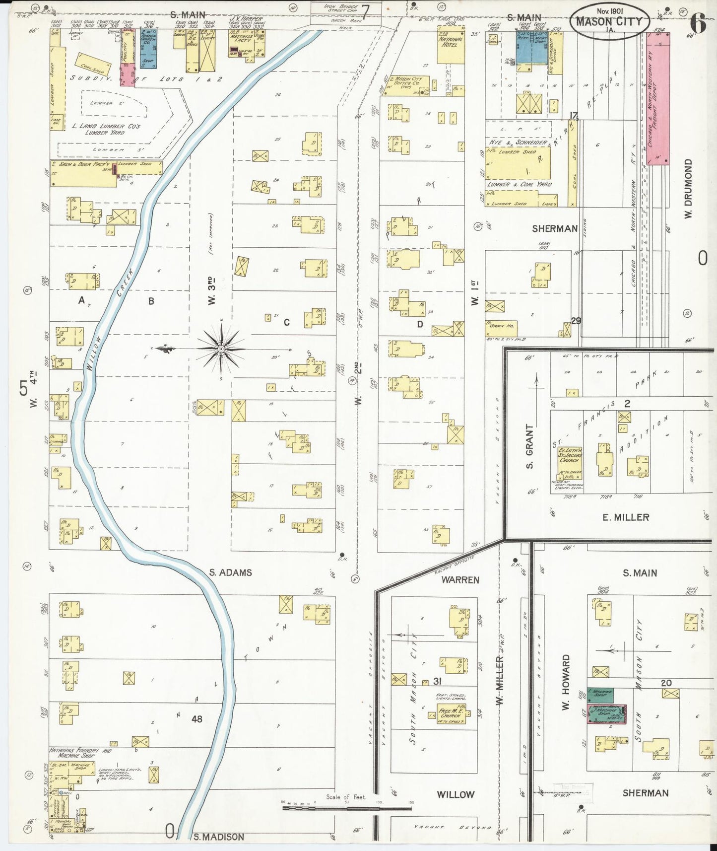 Sanborn Fire Insurance Map from Mason City, Cerro Gordo County, Iowa (1901), Sheet #0006 - Historic Sanborn Fire Insurance Map Print