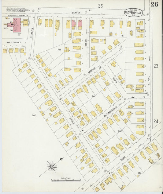 Sanborn Fire Insurance Map from Gloversville, Fulton County, New York (1902), Sheet #0026 - Historic Sanborn Fire Insurance Map Print, vintage old map wall art, antique decor, genealogy gift, New York New York map