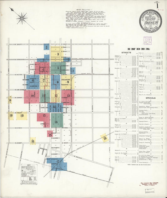Sanborn Fire Insurance Map from Anaheim, Orange County, California. (1907) – Historic Sanborn Fire Insurance Map Print